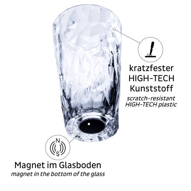 silwy LONGDRINK Magnetic 10oz Shatterproof Drinking Glass (Set of 2) (Grey)