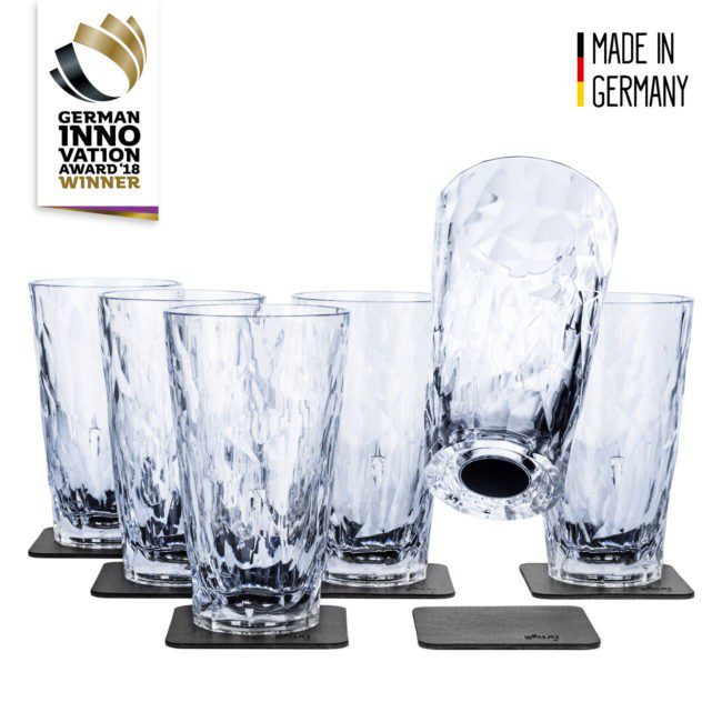 silwy LONGDRINK Magnetic 10oz Shatterproof Drinking Glass (Set of 6)