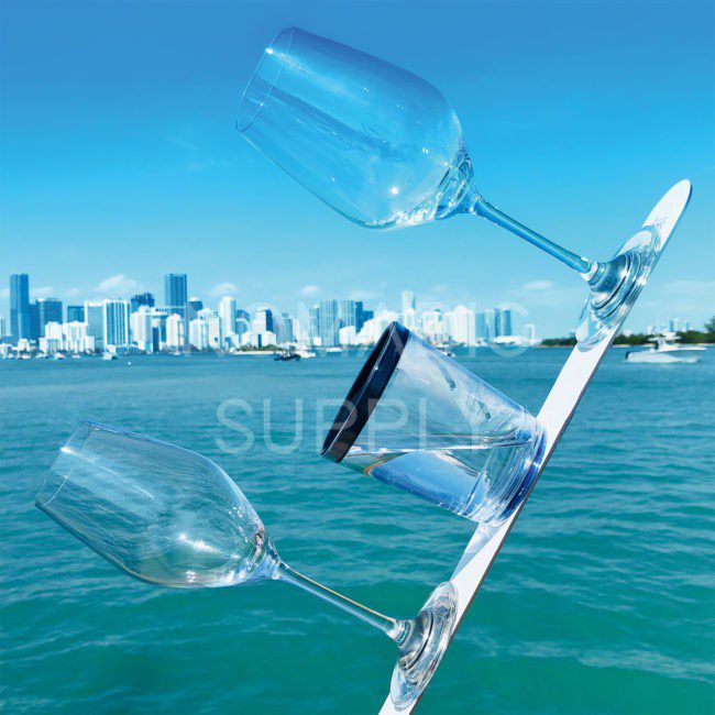 silwy 8oz Magnetic BPA Free Tritan Plastic Drinking Glass (Set of 6 w/ Metal Nano-Gel Coasters)