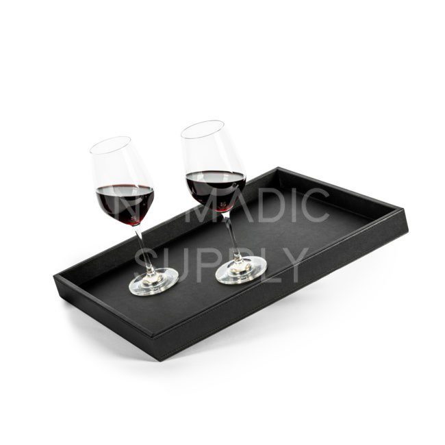 silwy Magnetic Leather-Look Metal Bar Serving Tray