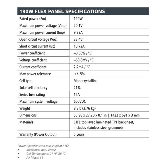 Go Power! SolarFlex Eclipse 190E Expansion Flexible Solar Panel (190W)