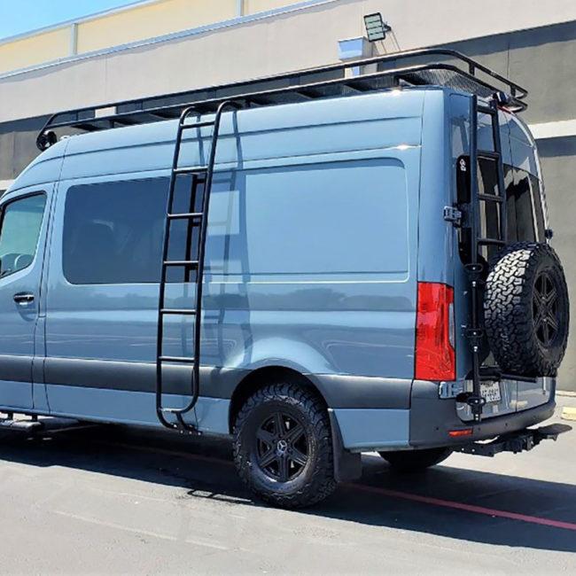 Aluminess Rear Door Ladder & Tire Carrier for 2019+ Mercedes Sprinter Vans
