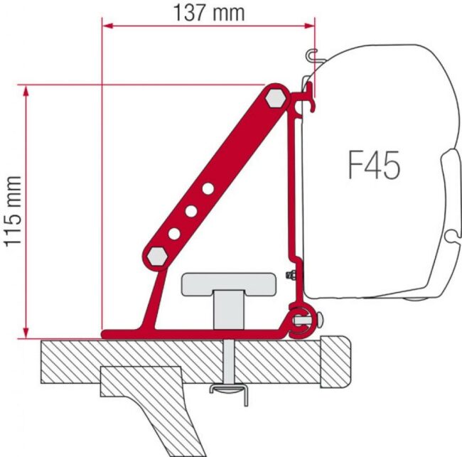 Fiamma F45S/F35 Pro Awning Roof Rack Crossbar Mounting Bracket (98655-310)