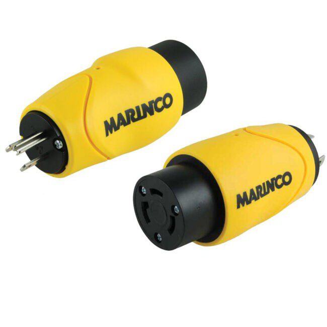 Marinco Shore Power Straight Adapter 15Amp Straight Male to 30Amp Locking Female Connector (S15-30)