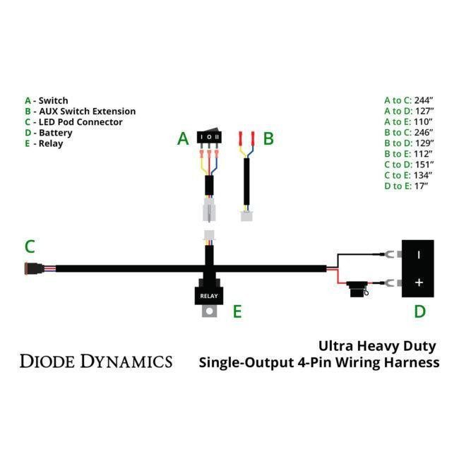 Diode Dynamics Ultra Heavy-Duty Single Output 4-pin Wiring Harness (DD4123)