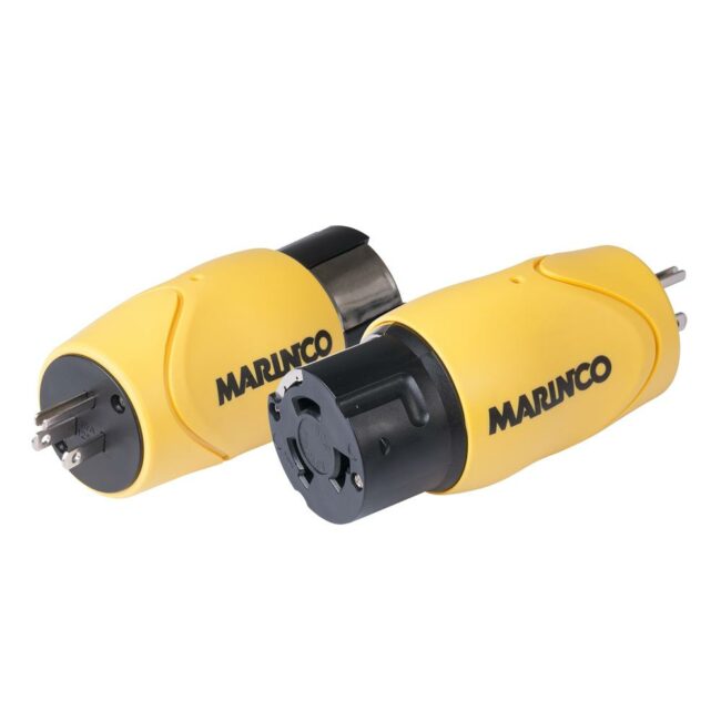 Marinco Shore Power Straight Adapter 15A Male Straight Blade to 50A 125/250V Female Locking (S15-504)