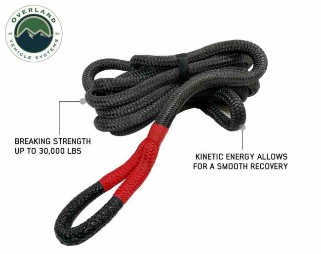 Overland Vehicle Systems Brute Kinetic Recovery Strap 1" x 30" w/ Storage Bag