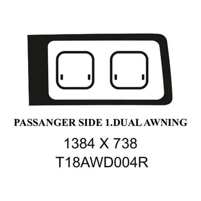 VWD T18AWD004R Ford Transit Sliding Door Dual Awning Window (Passenger Side)