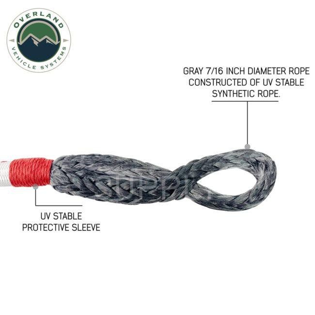 Overland Vehicle Systems 23" Soft Recovery Shackle 7/16" Diameter 41,000 lbs. w/ Loop and Abrasive Sleeve w/ Storage Bag (19129903)