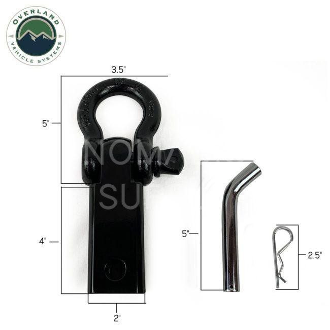 Overland Vehicle Systems 3/4" 4.75 Ton Receiver Mount Recovery Shackle w/ Dual Holes (19109901)