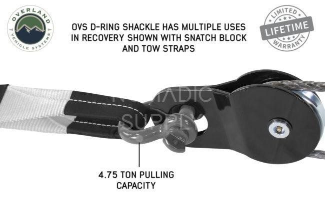 Overland Vehicle Systems 3/4" 4.75 Ton Recovery Shackles (Grey) (Set of 2) (19010206)