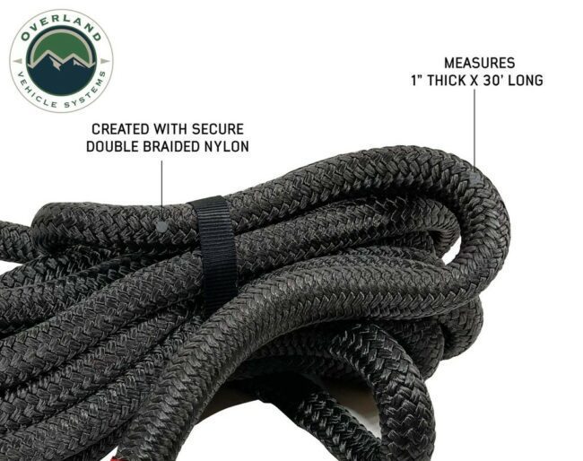 Overland Vehicle Systems Brute Kinetic Recovery Strap 1" x 30" w/ Storage Bag (19009916)