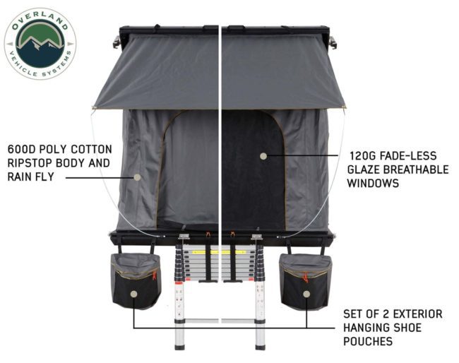 Overland Vehicle Systems Mamba 3 Aluminum Clamshell Overlanding Rooftop Tent (18099901)