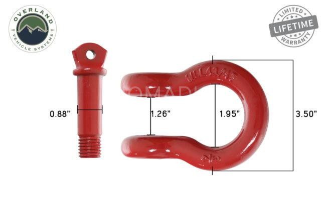 Overland Vehicle Systems Recovery Shackle 3/4" 4.75 Ton Red (Set of 2) (19010204)