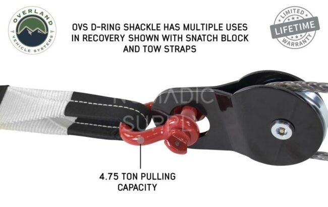 Overland Vehicle Systems Recovery Shackle 3/4" 4.75 Ton Red (Set of 2) (19010204)