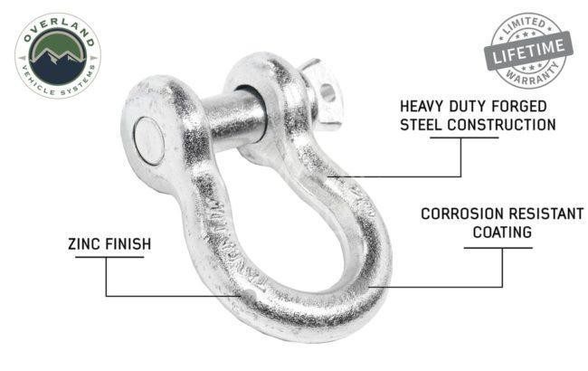 Overland Vehicle Systems Recovery Shackle 3/4" 4.75 Ton (Zinc) (19019905)