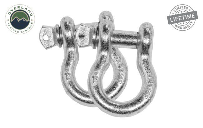 Overland Vehicle Systems Recovery Shackle 3/4" 4.75 Ton Zinc (Set of 2) (19010205)