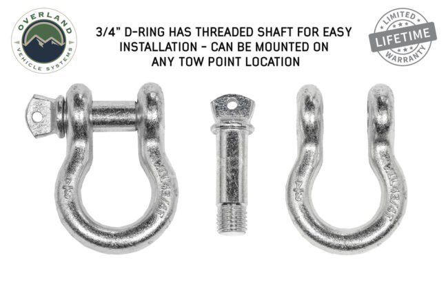 Overland Vehicle Systems Recovery Shackle 3/4" 4.75 Ton Zinc (Set of 2) (19010205)