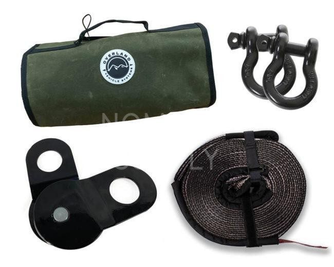 Overland Vehicle Systems Towing Strap/D-Rings/Snatch Block/Canvas Bag Recovery Wrap Kit (33-0501)