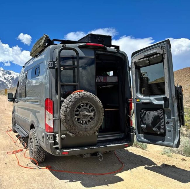 Rover Vans Rear Door Ladder & Tire Carrier for Ford Transit Vans