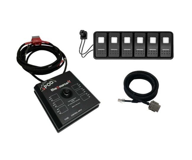sPOD Modular SourceLT 6-Switch Panel w/ Red LED 36" Battery Cables (SL-MOD-36-R)