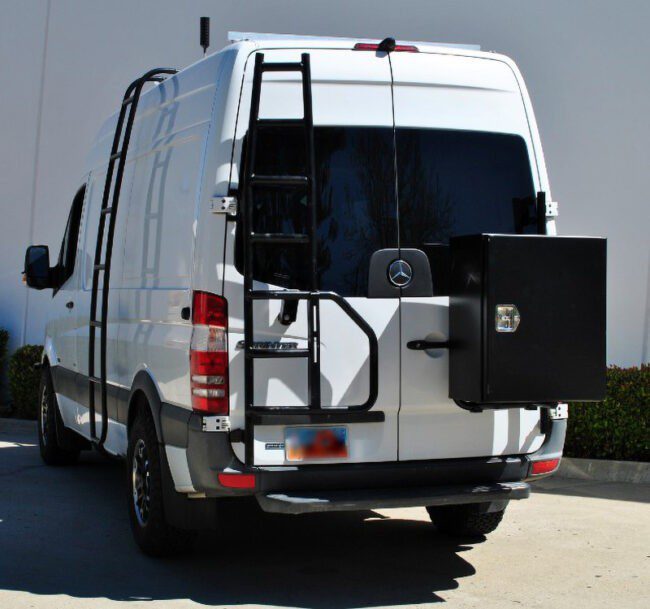 Aluminess Rear Door Ladder & Tire Carrier for 2007-2018 Mercedes Sprinter Vans