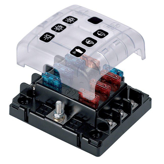 BEP Six Way Fuse Holder & Screw Terminals w/Cover & Link (ATC-6W)