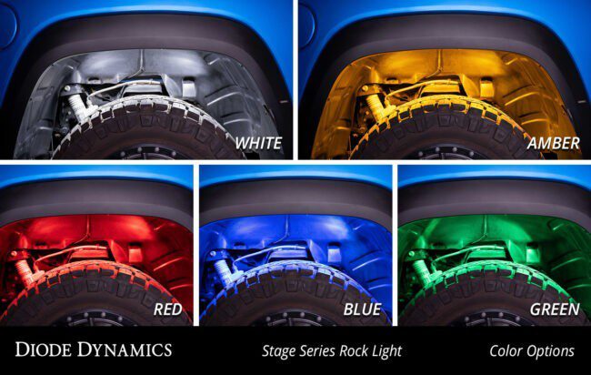 Diode Dynamics DD7445 Stage Series Single-Color LED Rock Light - Green M8 (4-pack)