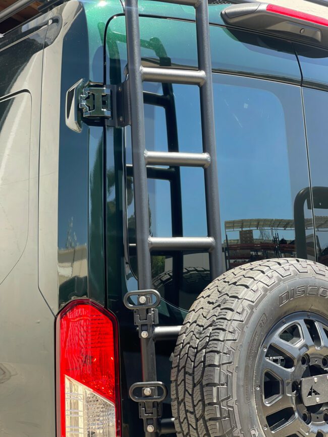 Aluminess Rear Door Ladder & Cargo Box:tire Carrier For 2015+ Ford Transit Vans 2