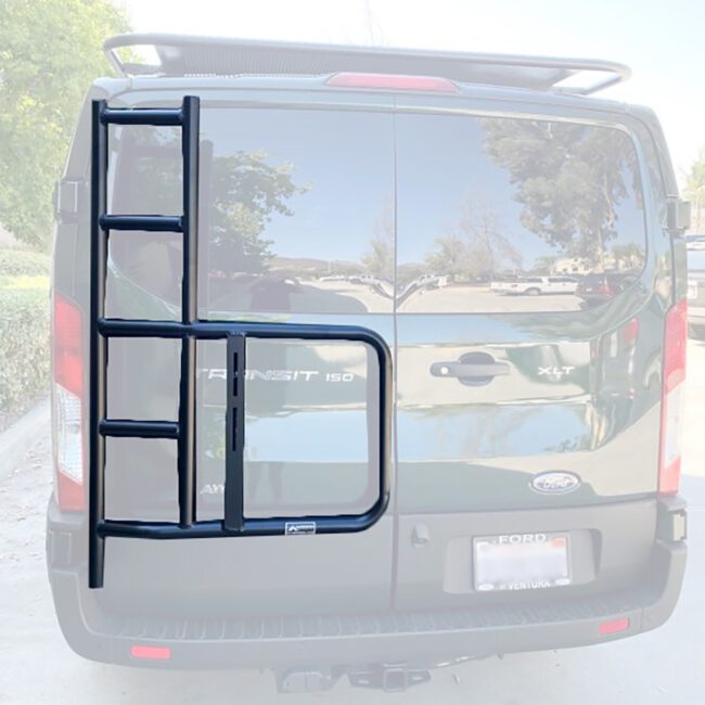 Aluminess Rear Door Ladder & Cargo Box:tire Carrier For 2015+ Ford Transit Vans 7