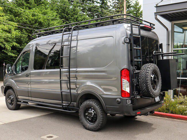 Aluminess Rear Door Ladder & Tire Carrier for 2015+ Ford Transit