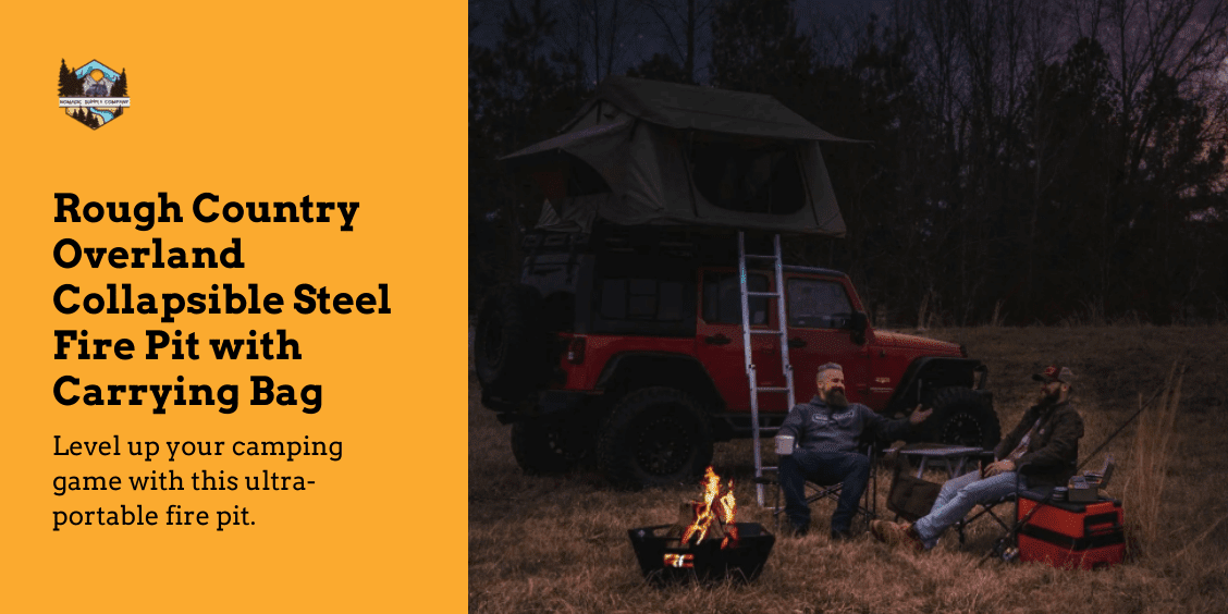 Rough Country Overland Collapsible Steel Fire Pit with Carrying Bag