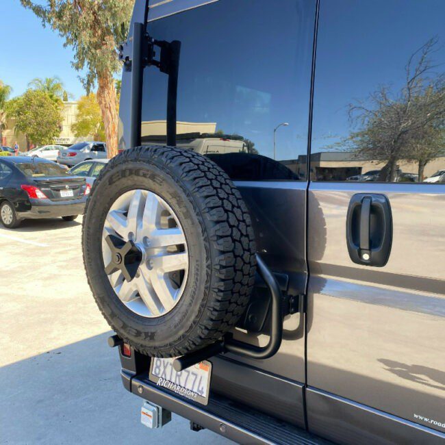 Aluminess Rear Door Spare Tire/Cargo Box Rack for 2014+ Ram Promaster Vans