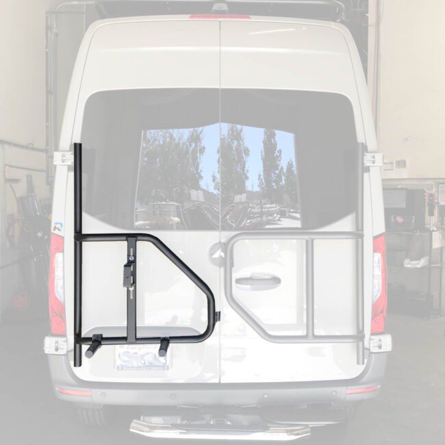 Aluminess Rear Door Tire Carrier & Storage Box Rack for 2007-2018 Mercedes Sprinter Vans