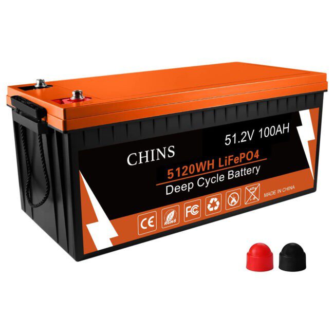 CHINS 100AH Smart 48V LiFePO4 Bluetooth Lithium Battery w/ Built-in 100A BMS