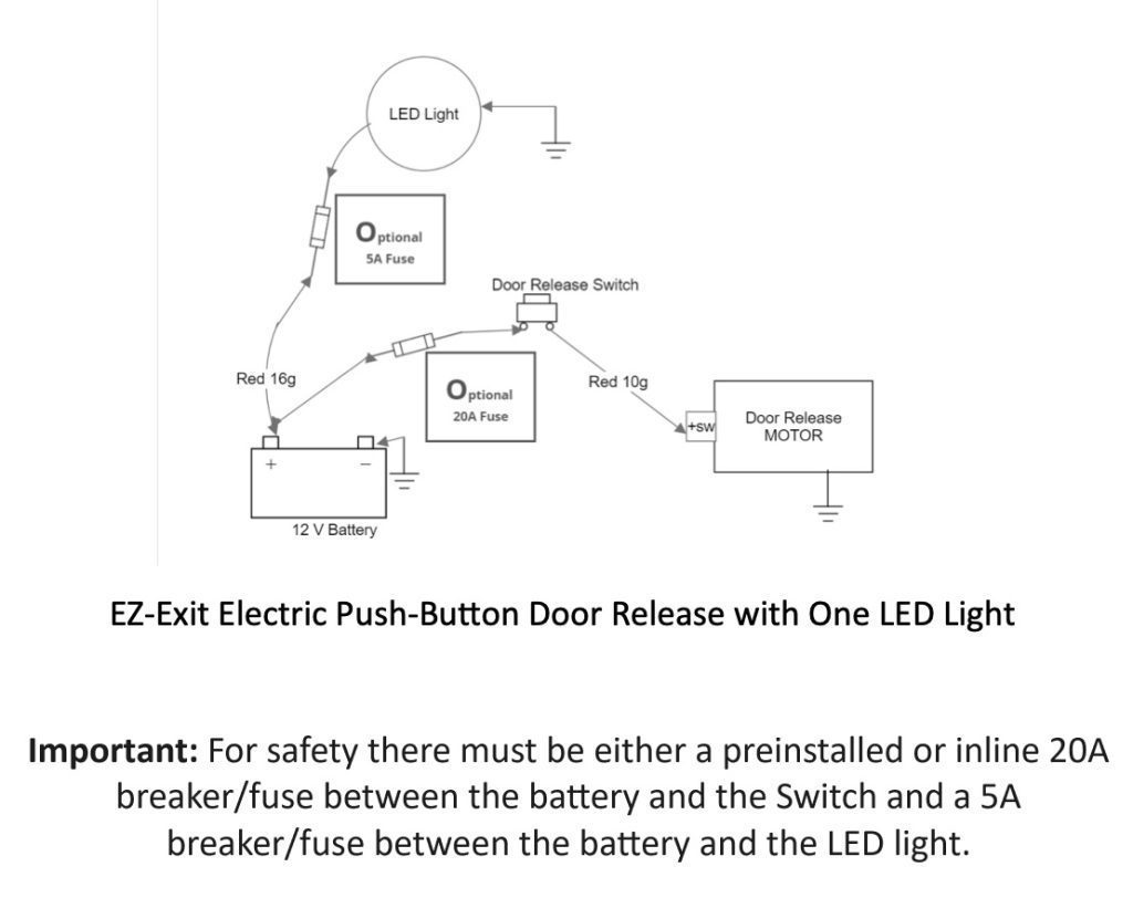 EZ-Exit Electric Push Button Rear Door Release Kit w/ One LED Light for Mercedes Sprinter Vans
