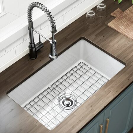Horow 32 Inch White Fireclay Dual Mount Kitchen Sink S3219w 1