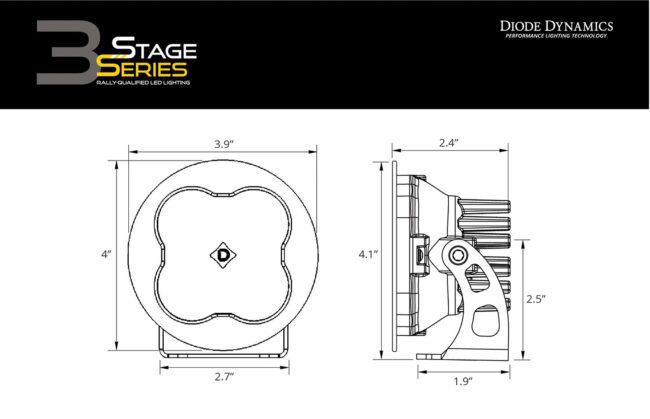 Diode Dynamics SS3 LED Pod Max Yellow SAE Fog Round (Pair)