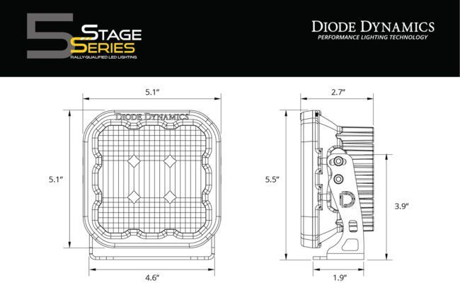 Diode Dynamics SS5 LED Pod Pro White Spot (Pair) (6x6)