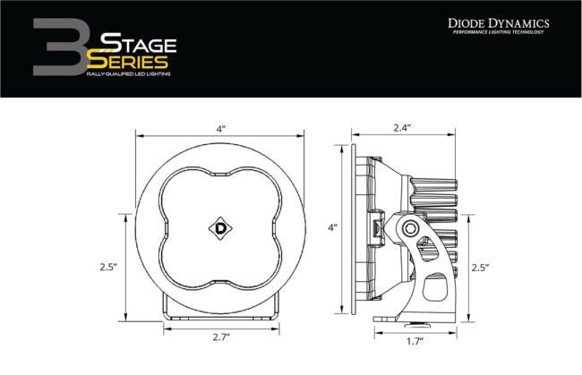 Diode Dynamics Stage Series 3" SAE/DOT Yellow Sport Round LED Pod (SAE Fog) (Pair)