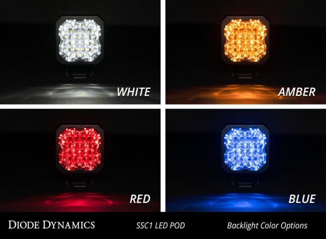 Diode Dynamics Stage Series C1 LED Pod Pro White Flood Flush BBL (Pair)
