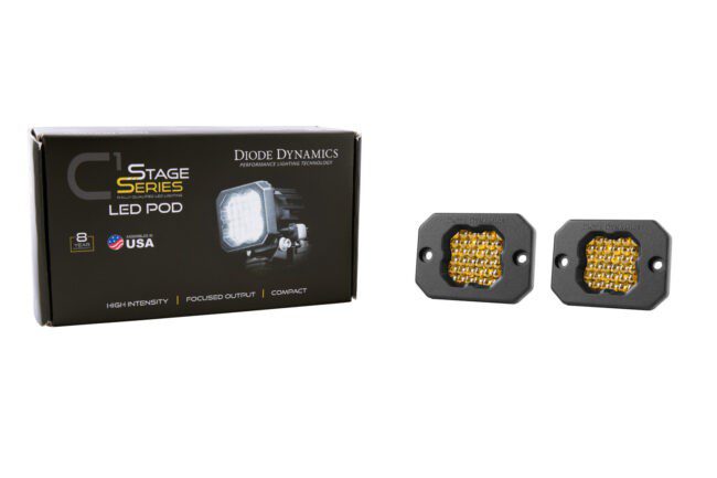 Diode Dynamics Stage Series C1 LED Pod Pro Yellow Flood Flush ABL (Pair)