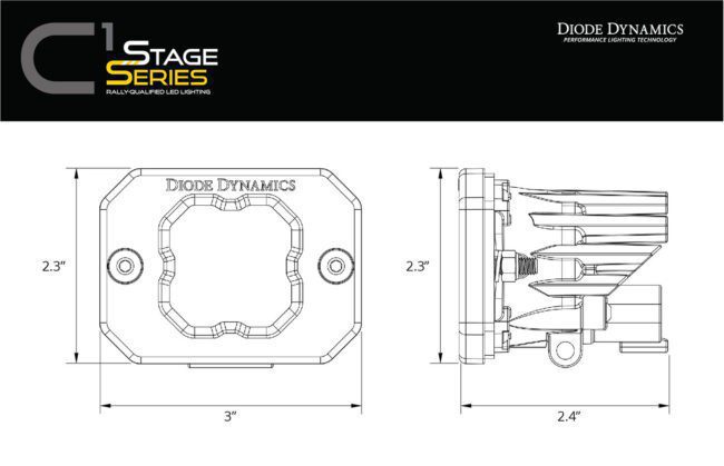 Diode Dynamics Stage Series C1 LED Pod Sport Yellow Flood Flush ABL (DD6473S)