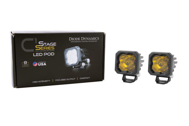 Diode Dynamics Stage Series C1 LED Pod Sport Yellow Flood Standard ABL (Pair)