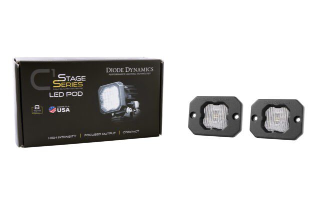 Diode Dynamics Stage Series C1 LED Pod White SAE/DOT Fog Flush WBL (Pair)