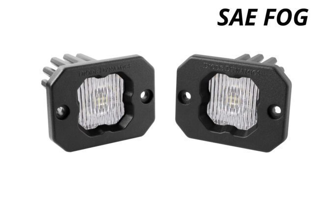 Diode Dynamics Stage Series C1 LED Pod White SAE/DOT Fog Flush WBL (Pair)