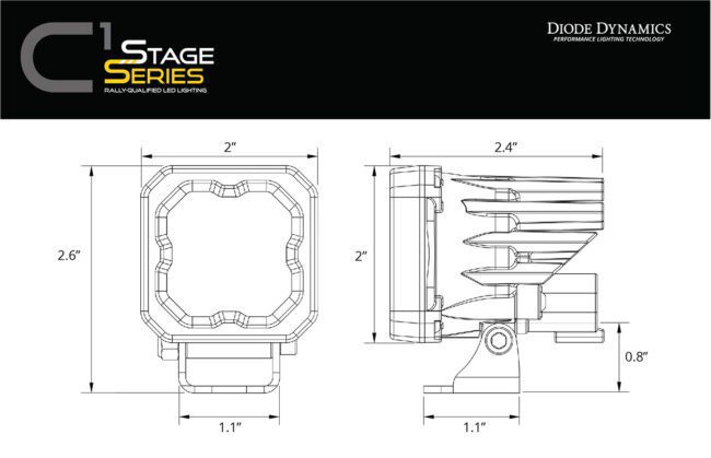 Diode Dynamics Stage Series C1 LED Pod White SAE/DOT Fog Standard ABL (DD6847S)