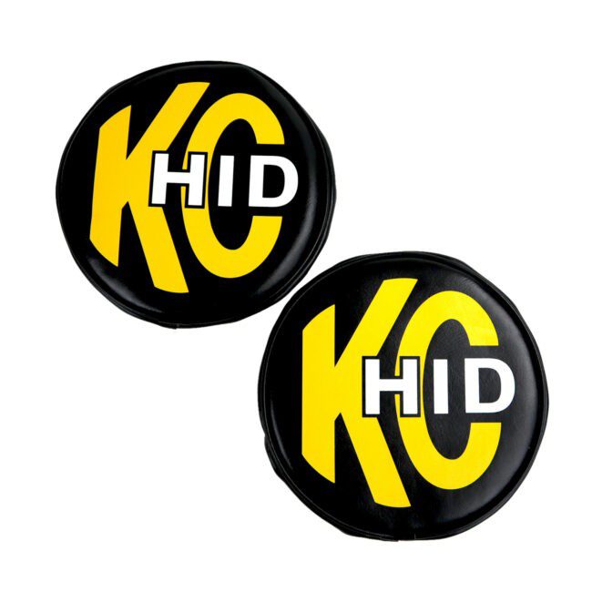 KC HiLiTES 8" Light Cover Soft Vinyl Black w/ Yellow KC HID Logo (Pair) (KCH-5818)