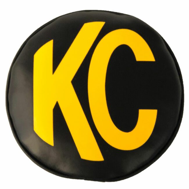 KC HiLiTES 8" Light Cover Soft Vinyl Black/Yellow KC Logo (Pair) (KCH-5802)