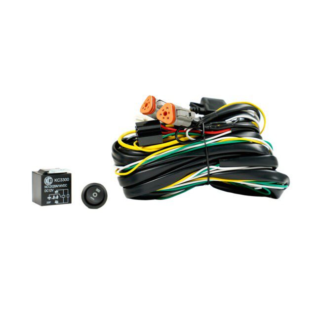 KC HiLiTES Wiring Harness FLEX ERA 40 Amp Relay 3 Position LED Rocker Switch (3-Pin Deutsch Connectors) (KCH-6311)